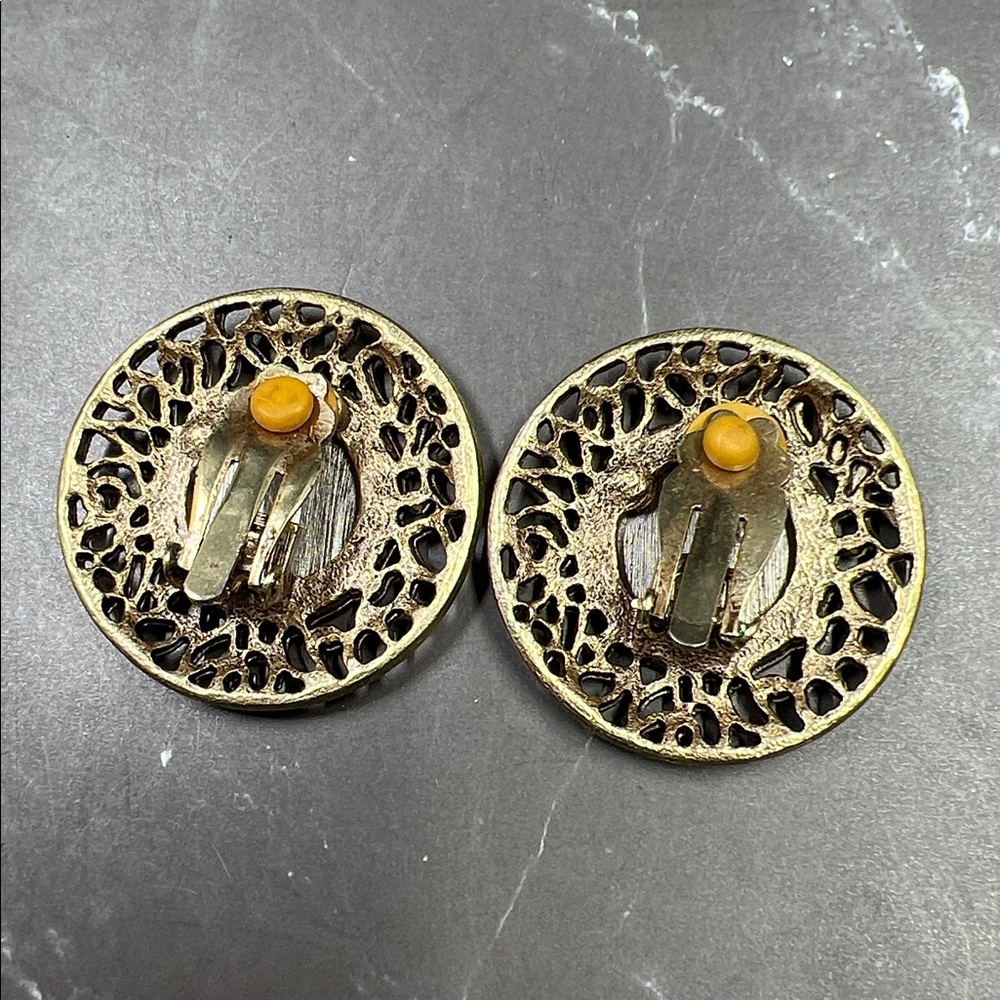 Vintage Gold Toned Republique Francaise Coin Earrings - Picture 4 of 6